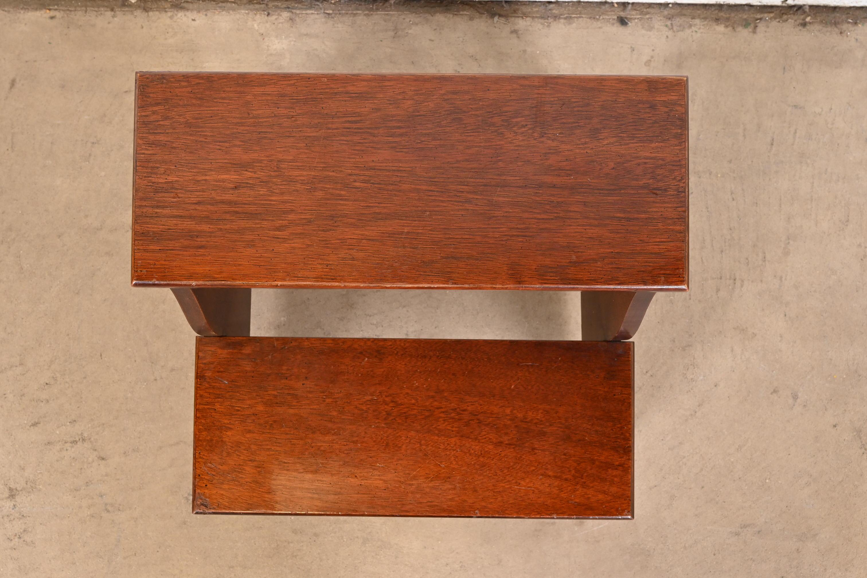 Brass Baker Furniture Style Georgian Mahogany Library Steps or Bedside Steps