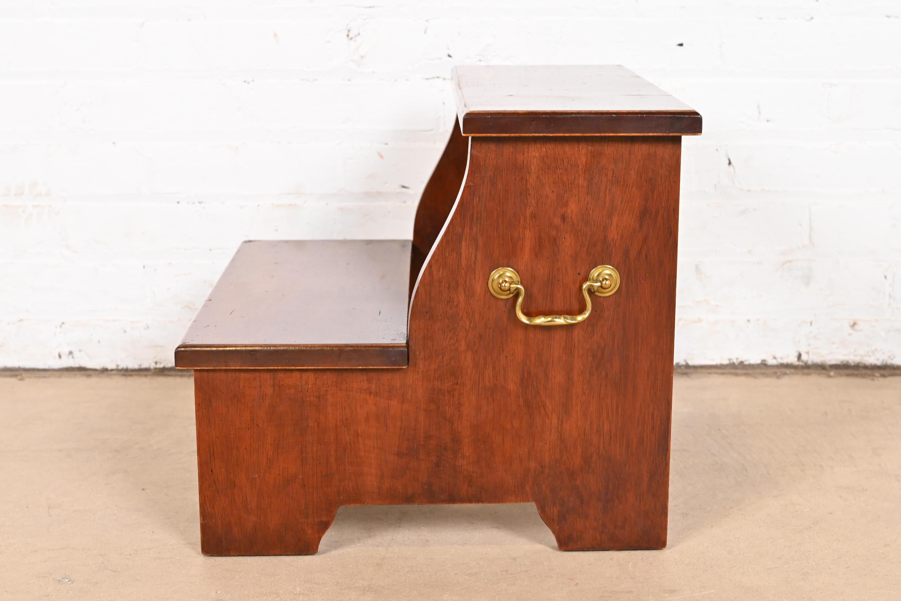 Baker Furniture Style Georgian Mahogany Library Steps or Bedside Steps 1