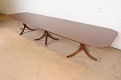 Baker Furniture Style Georgian Mahogany Monumental Pedestal Dining Table