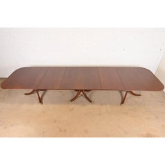 Baker Furniture Style Georgian Mahogany Monumental Pedestal Dining Table