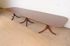 Baker Furniture Style Georgian Mahogany Monumental Pedestal Dining Table