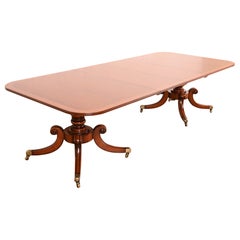 Baker Furniture Style Georgian Mahogany Pedestal Dining Table, Newly Refinished