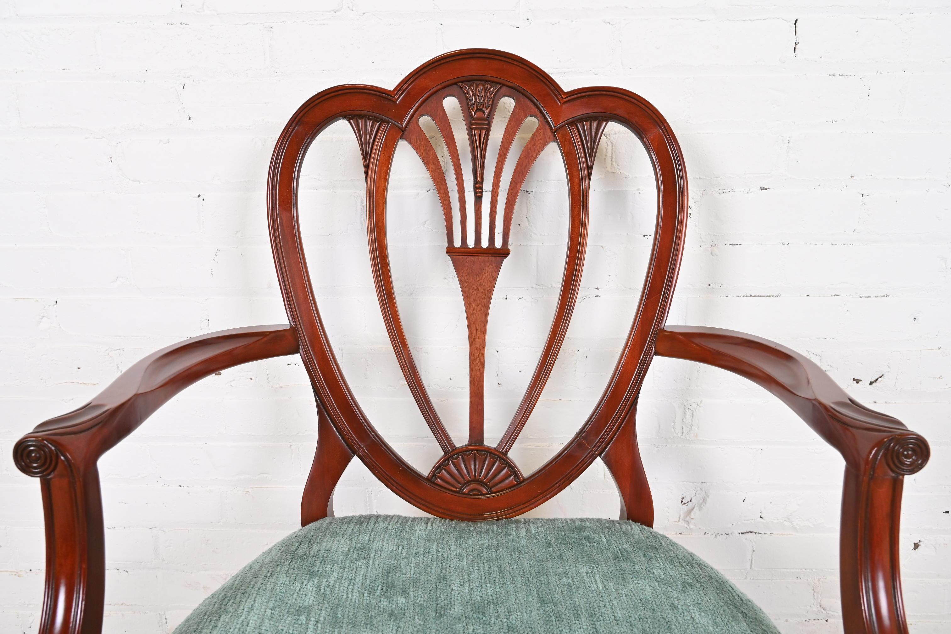 Baker Furniture Style Georgian Mahogany Shield Back Dining Chairs, Set of Six 8