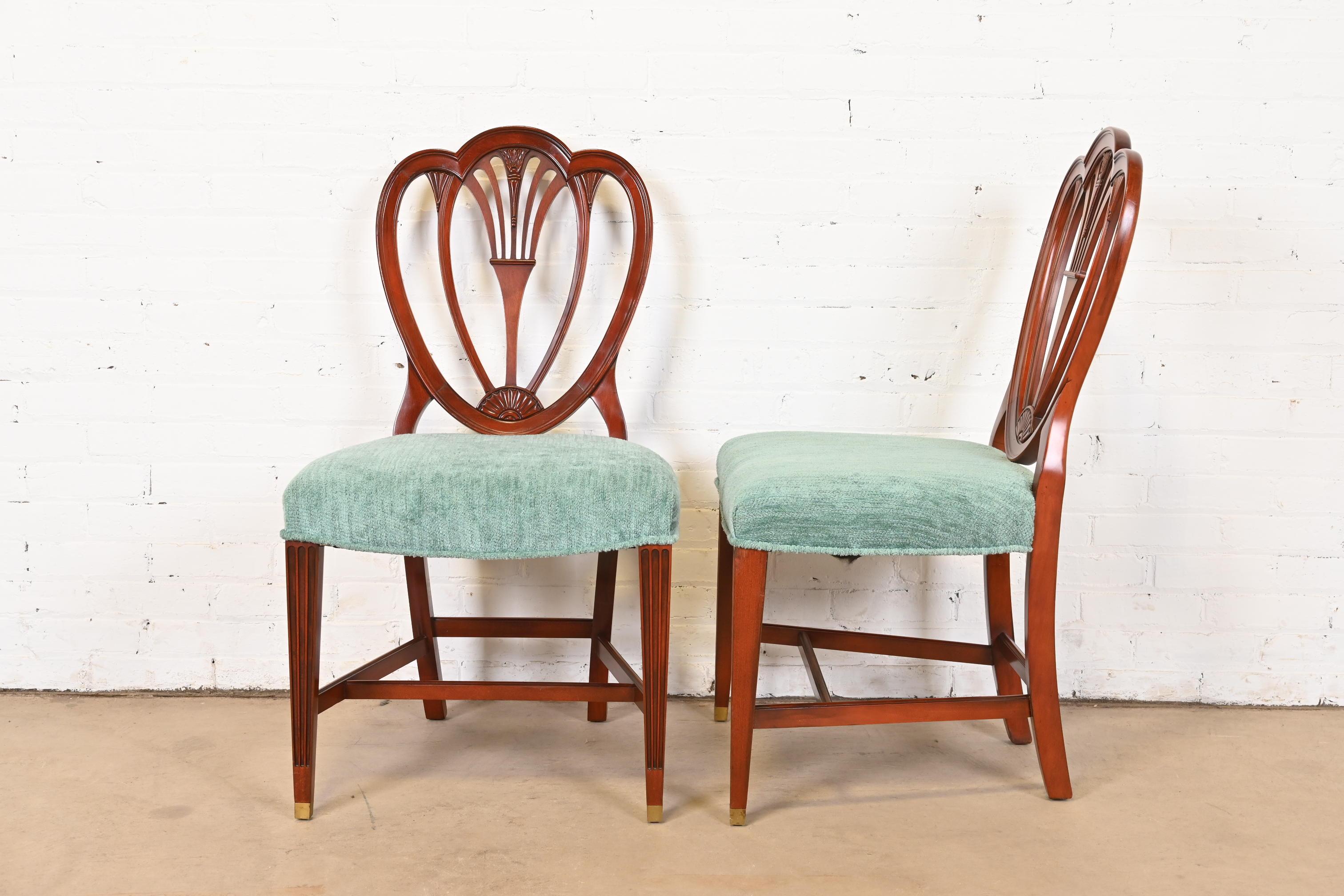 Baker Furniture Style Georgian Mahogany Shield Back Dining Chairs, Set of Six 2