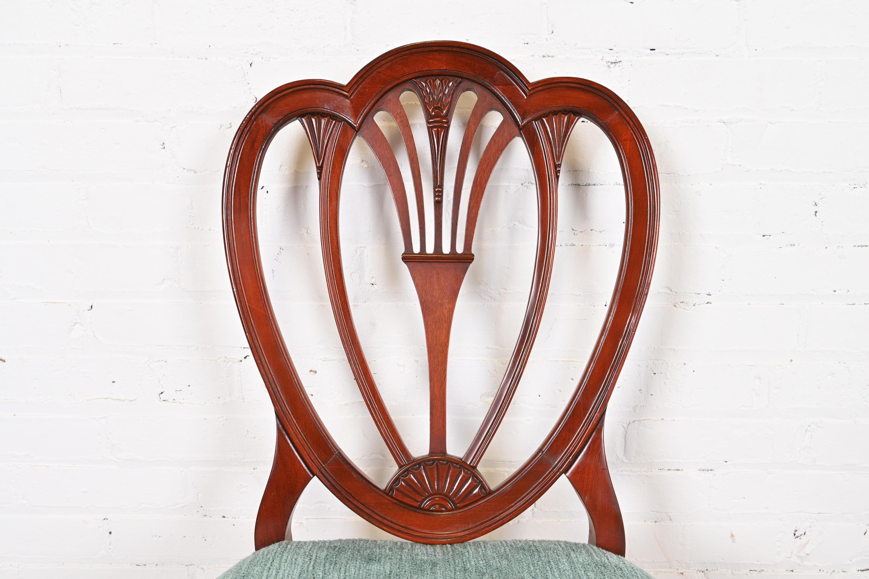 Baker Furniture Style Georgian Mahogany Shield Back Dining Chairs, Set of Six 3
