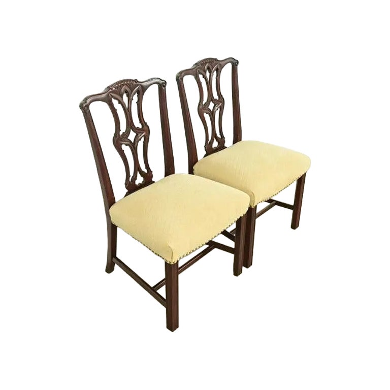 Baker Furniture Style Georgian Mahogany Side Chairs or Dining Chairs, Pair