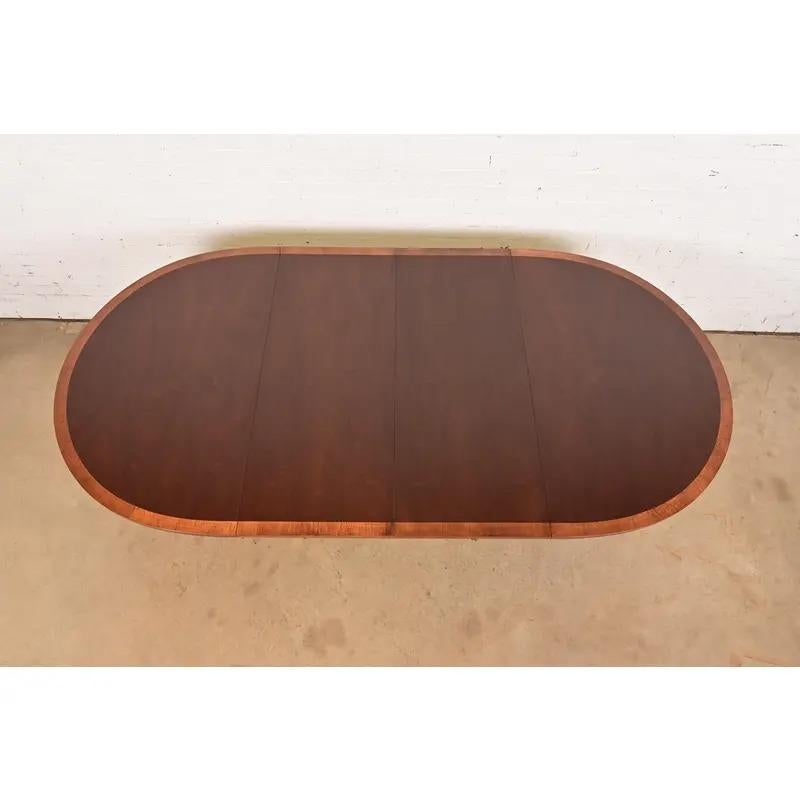 Baker Furniture Style Georgian Pedestal Extension Dining Table, Newly Refinished For Sale 6