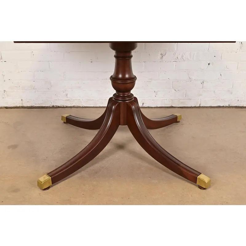 Baker Furniture Style Georgian Pedestal Extension Dining Table, Newly Refinished For Sale 7