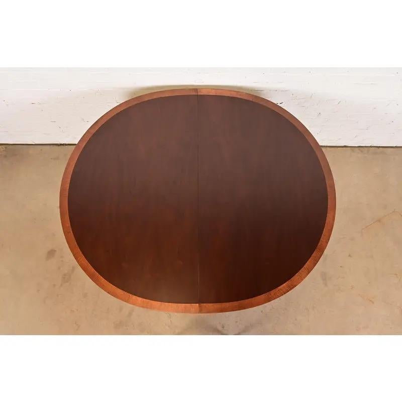 Brass Baker Furniture Style Georgian Pedestal Extension Dining Table, Newly Refinished For Sale