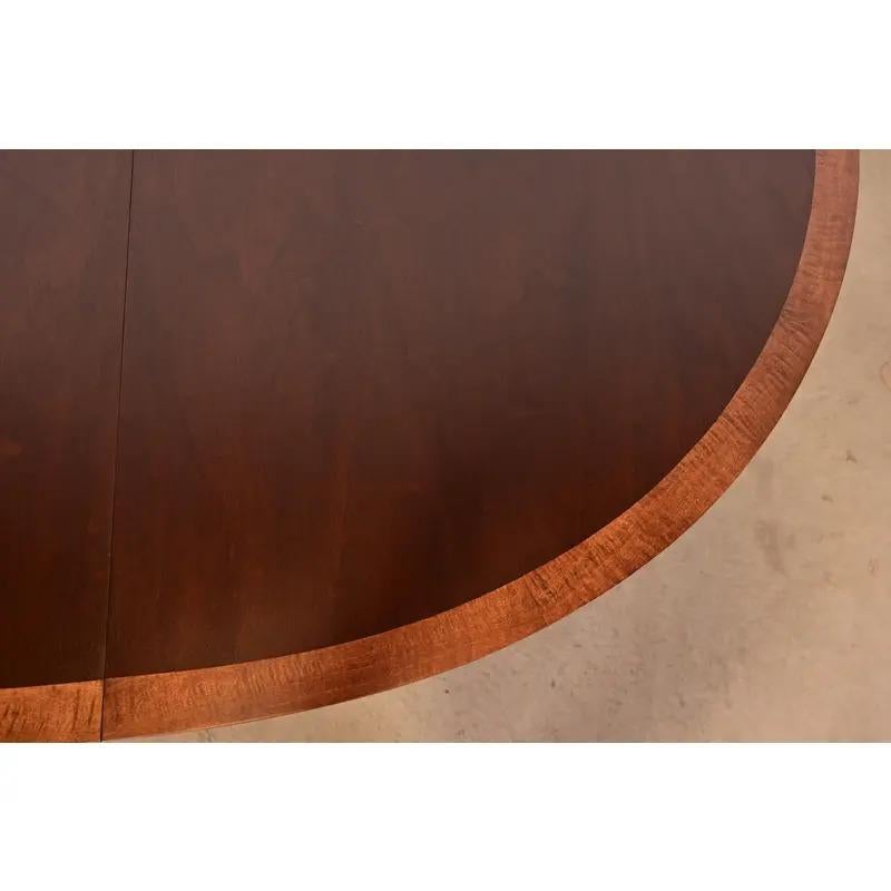 Baker Furniture Style Georgian Pedestal Extension Dining Table, Newly Refinished For Sale 1