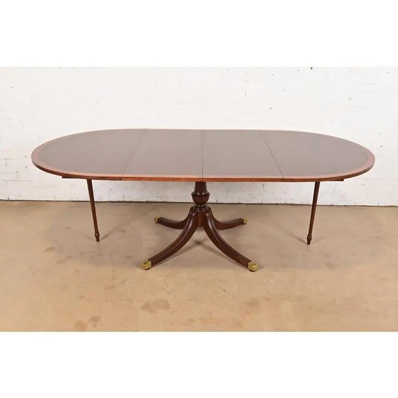 Baker Furniture Style Georgian Pedestal Extension Dining Table, Newly Refinished For Sale 3