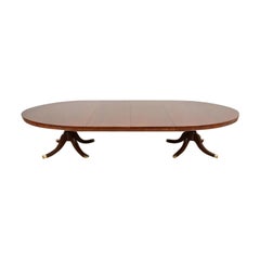 Baker Furniture Style Georgian Pedestal Extension Dining Table, Newly Refinished