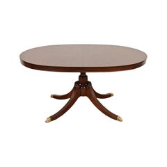 Baker Furniture Style Georgian Pedestal Extension Dining Table, Newly Refinished