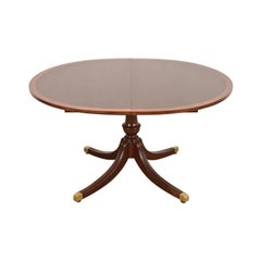 Baker Furniture Style Georgian Pedestal Extension Dining Table, Newly Refinished