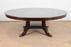 Baker Furniture Style Georgian Starburst Flame Mahogany Pedestal Round Table
