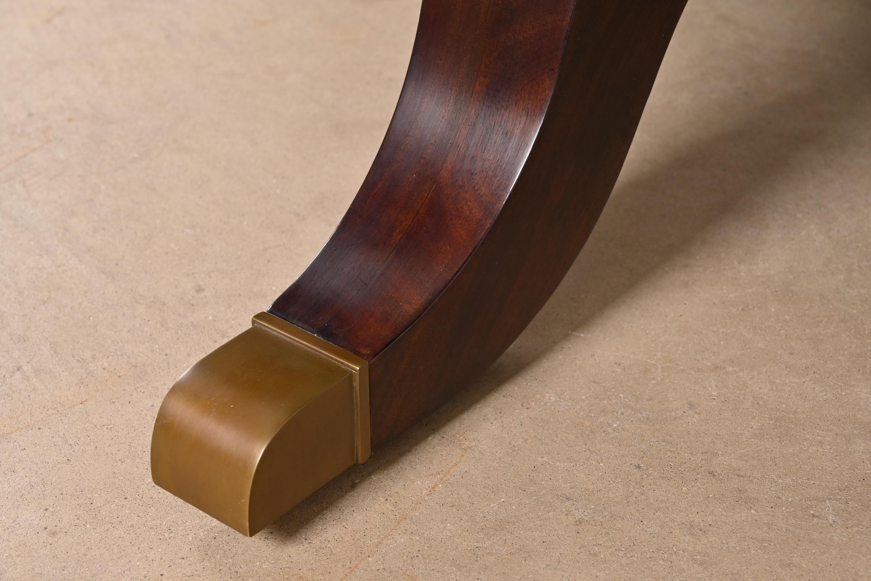 Baker Furniture Style Georgian Starburst Flame Mahogany Pedestal Round Table 2
