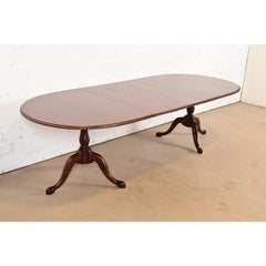 Baker Furniture Style Georgian Walnut Extension Dining Table, Newly Refinished