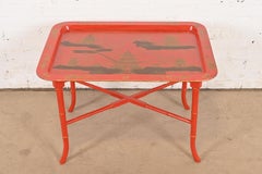 Baker Furniture Style Hollywood Regency Chinoiserie Faux Bamboo Coffee Table