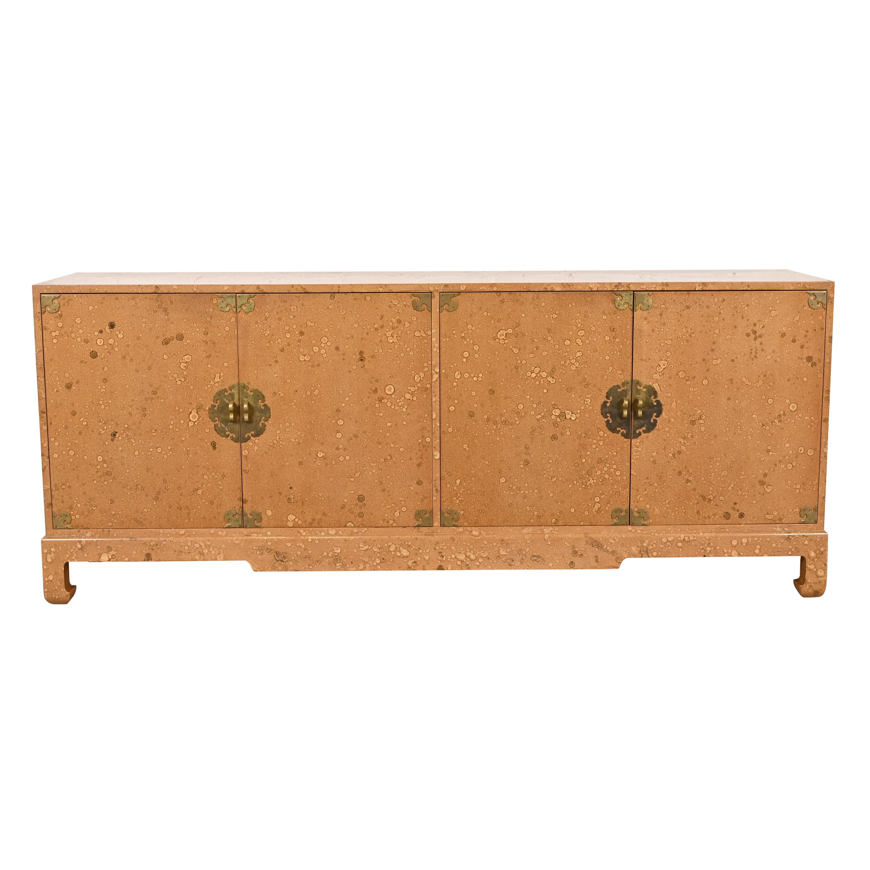 Baker Möbel Stil Hollywood Regency Chinoiserie Faux Wurzelholz Sideboard im Angebot