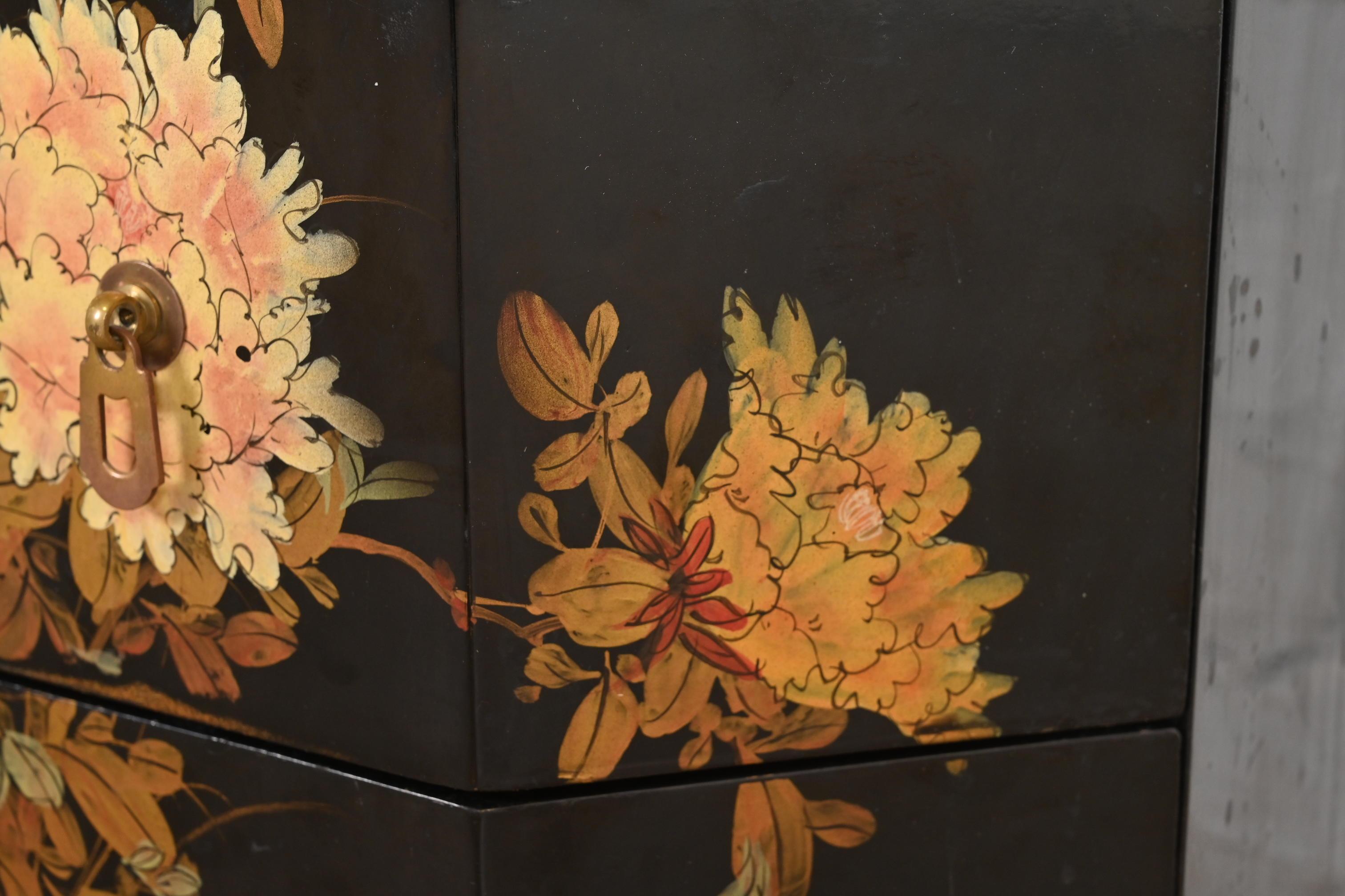 Baker Furniture Style Hollywood Regency Chinoiserie Hand Painted Lingerie Chest 1