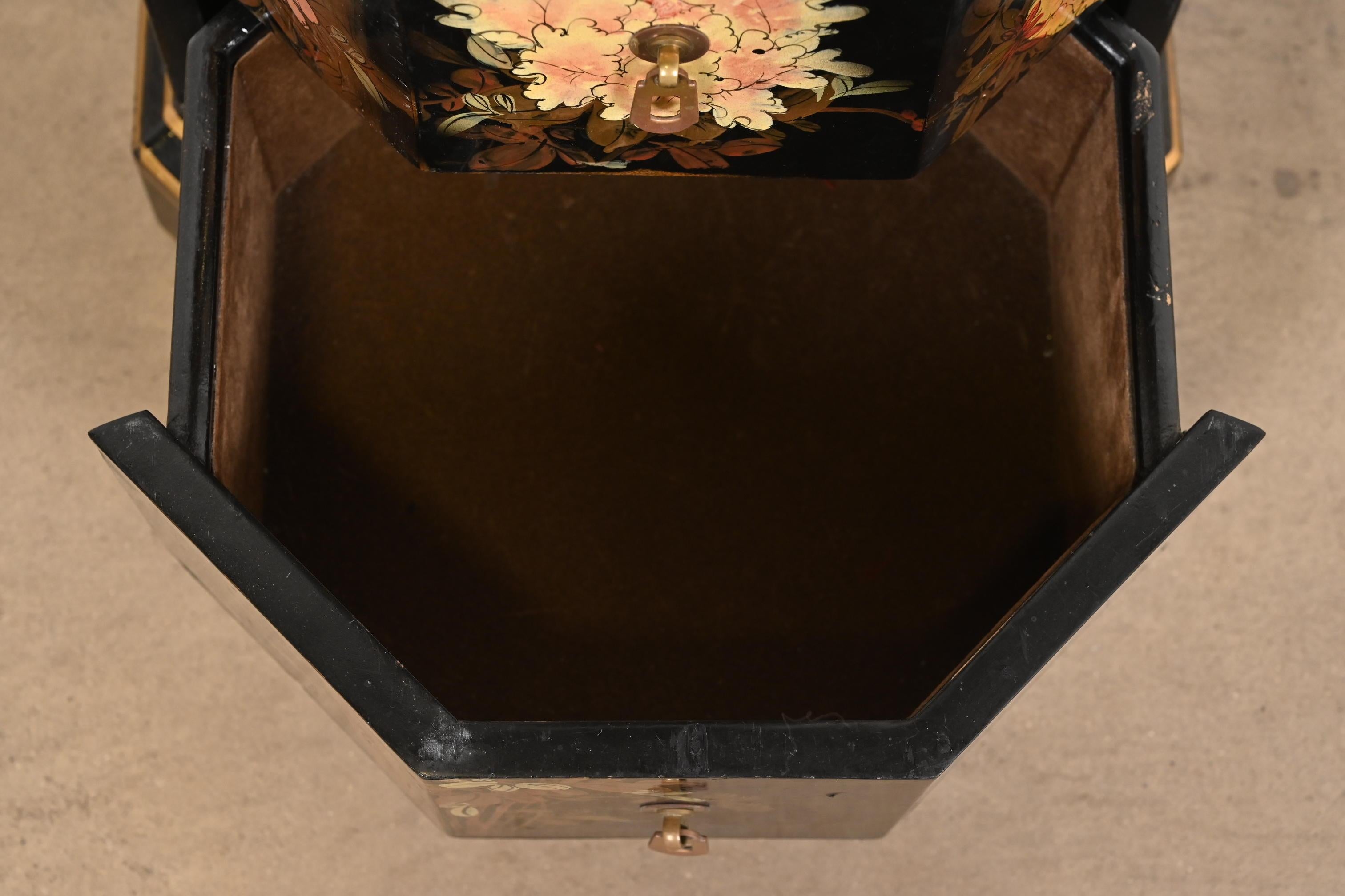 Baker Furniture Style Hollywood Regency Chinoiserie Hand Painted Lingerie Chest 2