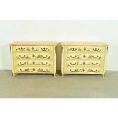 Baker Furniture Style Louis XVI Cream Lacquered Dresser Chests, Pair
