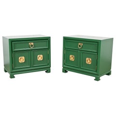 Baker Furniture Style Mid-Century Modern Hollywood Regency Lacquered Nightstands Baker Furniture Style Mid-Century Modern Hollywood Regency Lacquered Nightstands