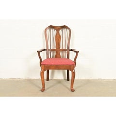 Baker Furniture Style Queen Anne Solid Walnut Armchair, Circa 1960s