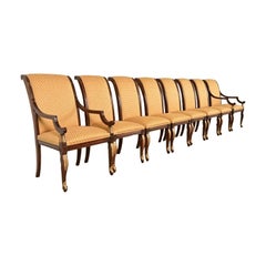 Baker Furniture Style Regency Carved Mahogany and Gold Gilt Dining Chairs