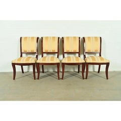 Baker Furniture Style Regency Carved Mahogany Dining Chairs, Set of Four