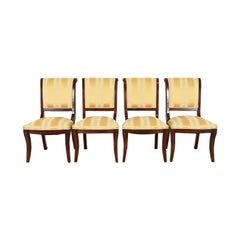 Baker Furniture Style Regency Carved Mahogany Dining Chairs, Set of Four