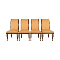 Baker Furniture Style Regency Carved Mahogany Dining Chairs, Set of Four