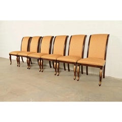 Baker Furniture Style Regency Carved Mahogany Dining Chairs, Set of Six