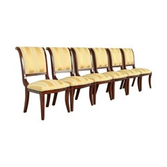 Baker Furniture Style Regency Carved Mahogany Dining Chairs, Set of Six