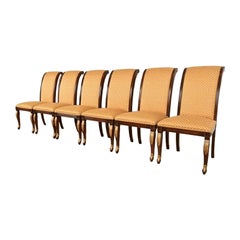Baker Furniture Style Regency Carved Mahogany Dining Chairs, Set of Six