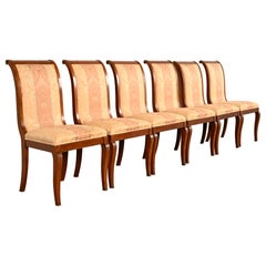 Baker Furniture Style Regency Carved Mahogany Dining Chairs, Set of Six