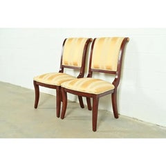 Baker Furniture Style Regency Carved Mahogany Side Chairs, Pair