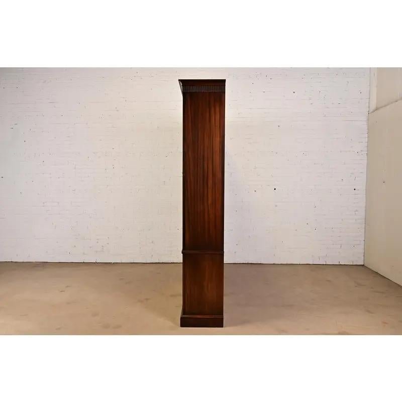 Baker Furniture Style Regency Mahogany Double Armoire Dresser or Linen Press For Sale 4