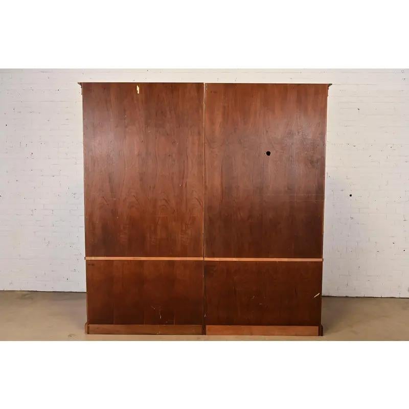 Baker Furniture Style Regency Mahogany Double Armoire Dresser or Linen Press For Sale 5