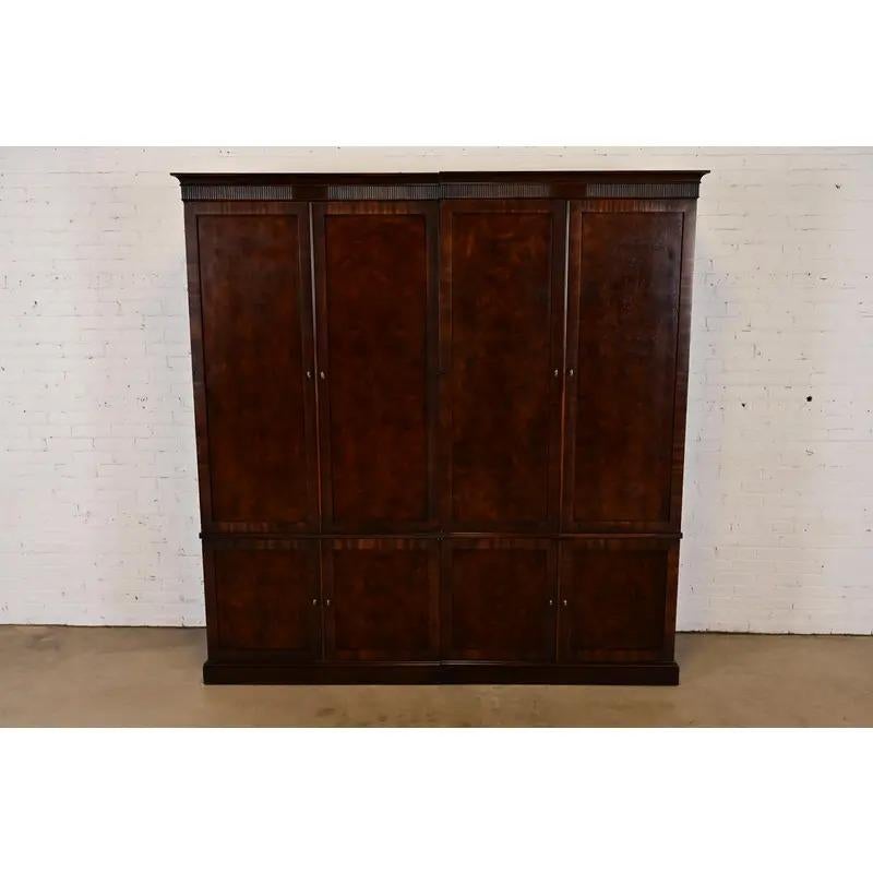 American Baker Furniture Style Regency Mahogany Double Armoire Dresser or Linen Press For Sale