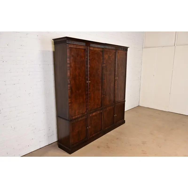 Baker Furniture Style Regency Mahogany Double Armoire Dresser or Linen Press In Good Condition For Sale In South Bend, IN
