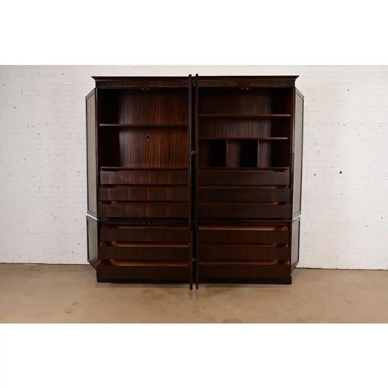 20th Century Baker Furniture Style Regency Mahogany Double Armoire Dresser or Linen Press For Sale