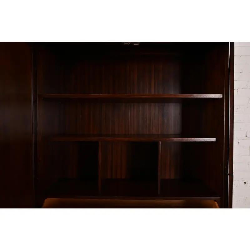 Baker Furniture Style Regency Mahogany Double Armoire Dresser or Linen Press For Sale 1