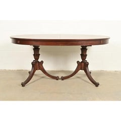 Baker Furniture Style Regency Mahogany Extension Dining Table, Newly Refinished