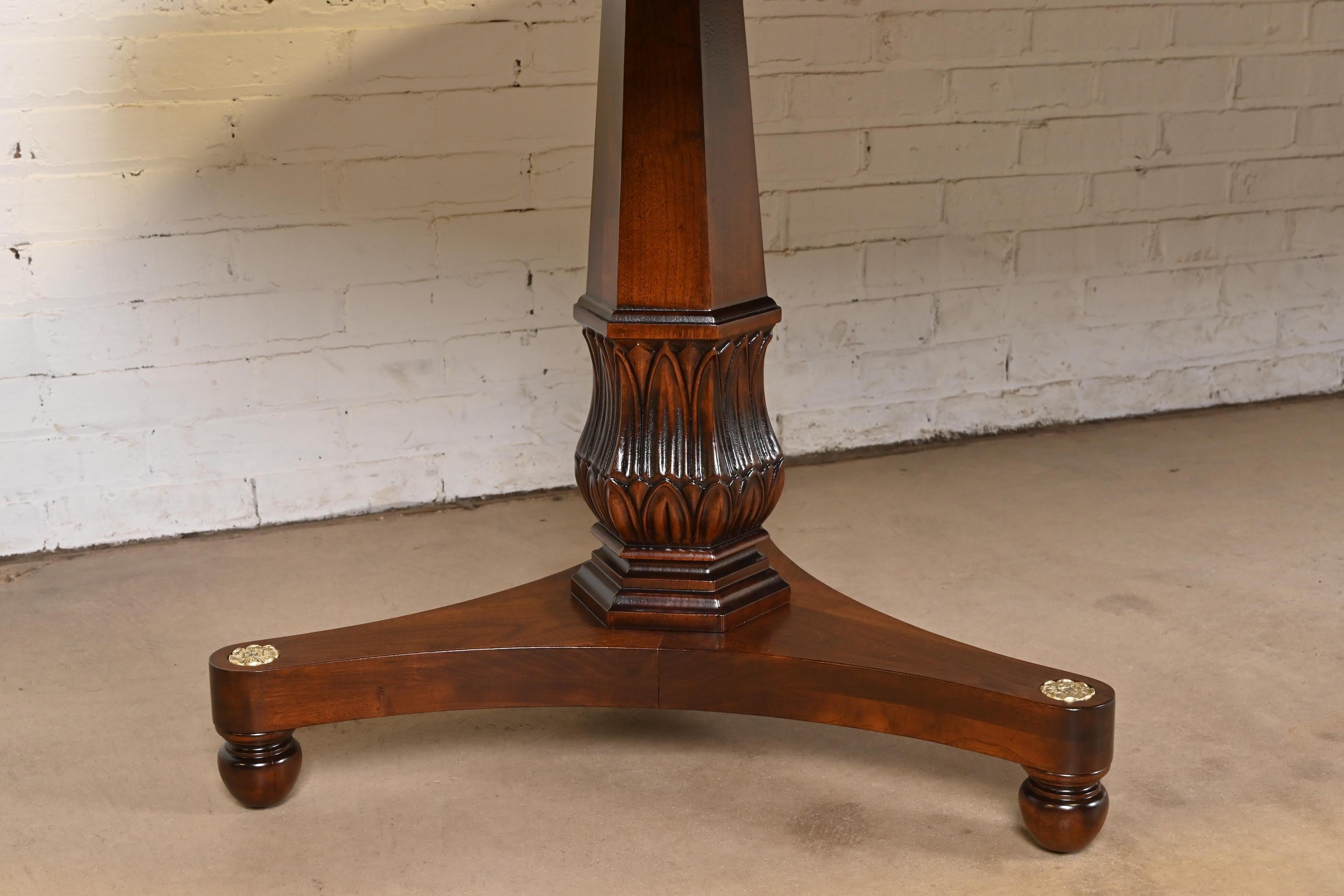 Baker Furniture Style Regency Walnut Double Pedestal Dining Table, Refinished For Sale 5