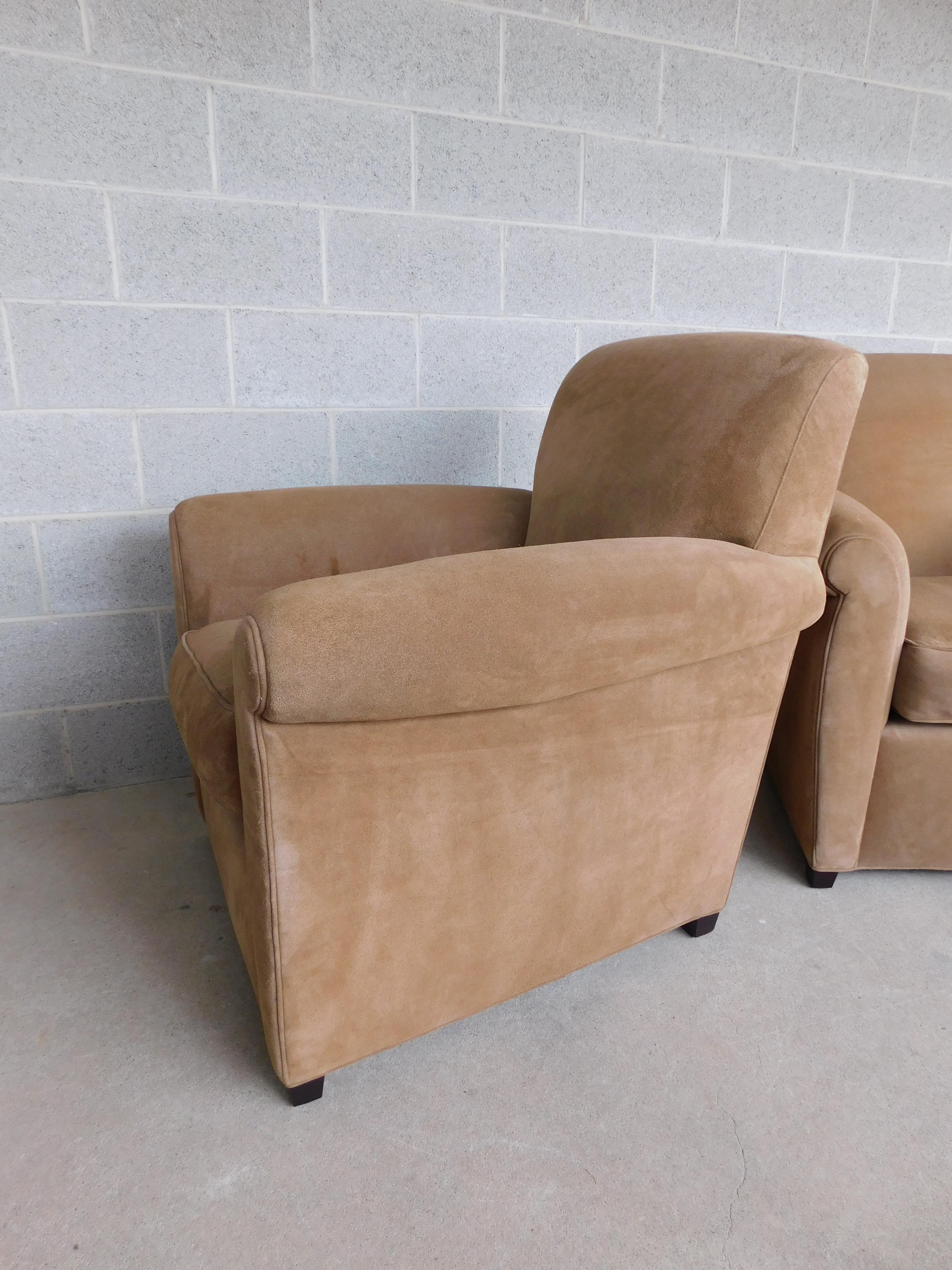 Baker Furniture Suede Club Chars by Coach Co. - a Pair For Sale 6