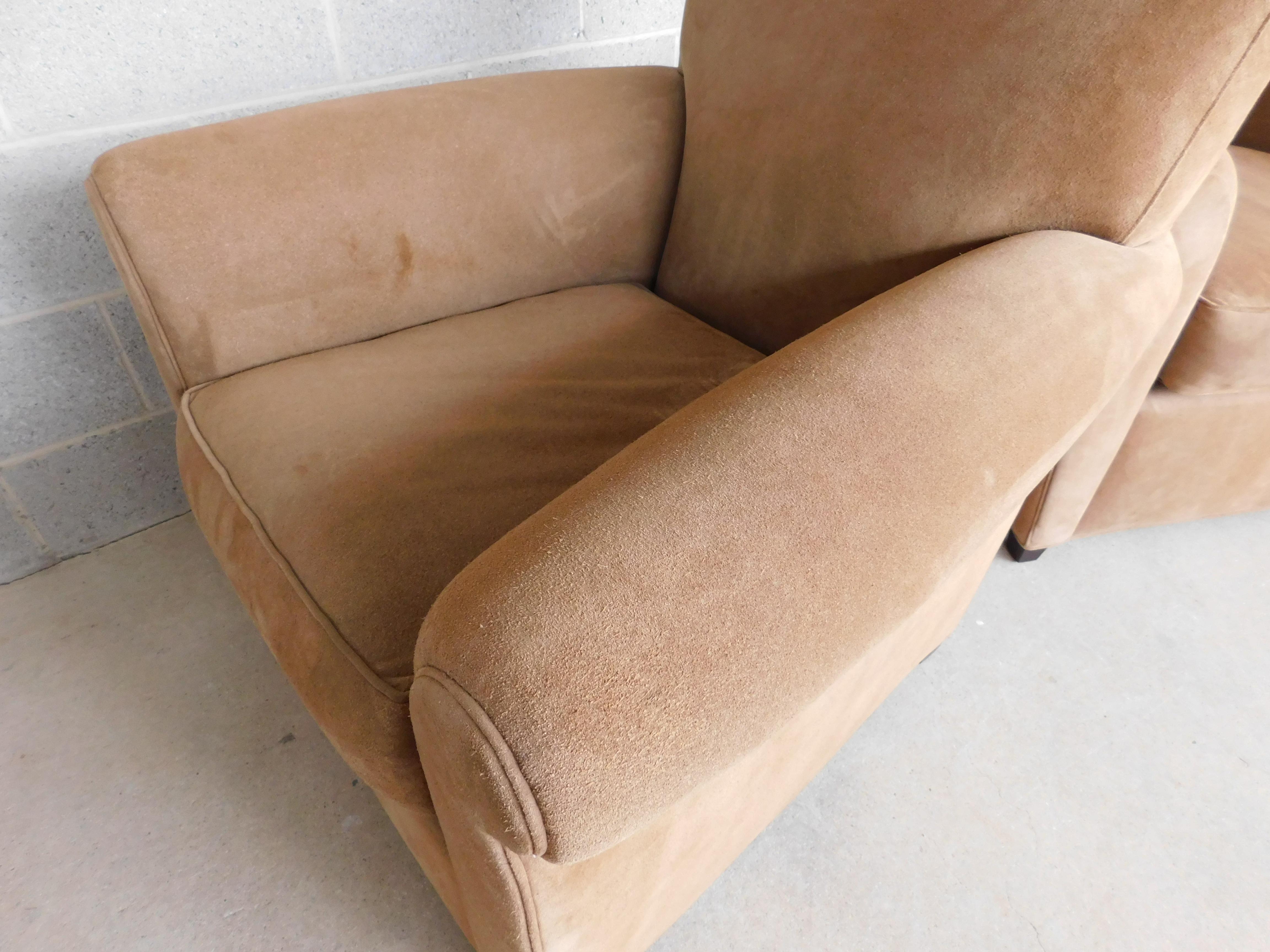 Baker Furniture Suede Club Chars by Coach Co. - a Pair For Sale 8