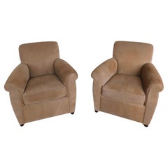 Baker Furniture Suede Club Chars by Coach Co. - a Pair