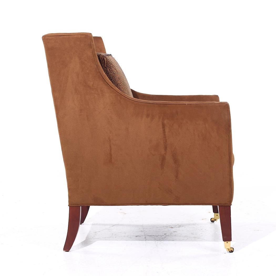Baker Furniture Suede Wingback Lounge Chairs - Pair For Sale 4
