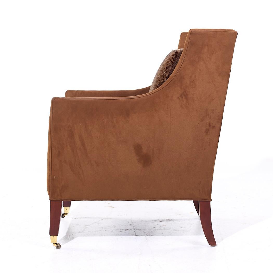Baker Furniture Suede Wingback Lounge Chairs - Pair For Sale 5
